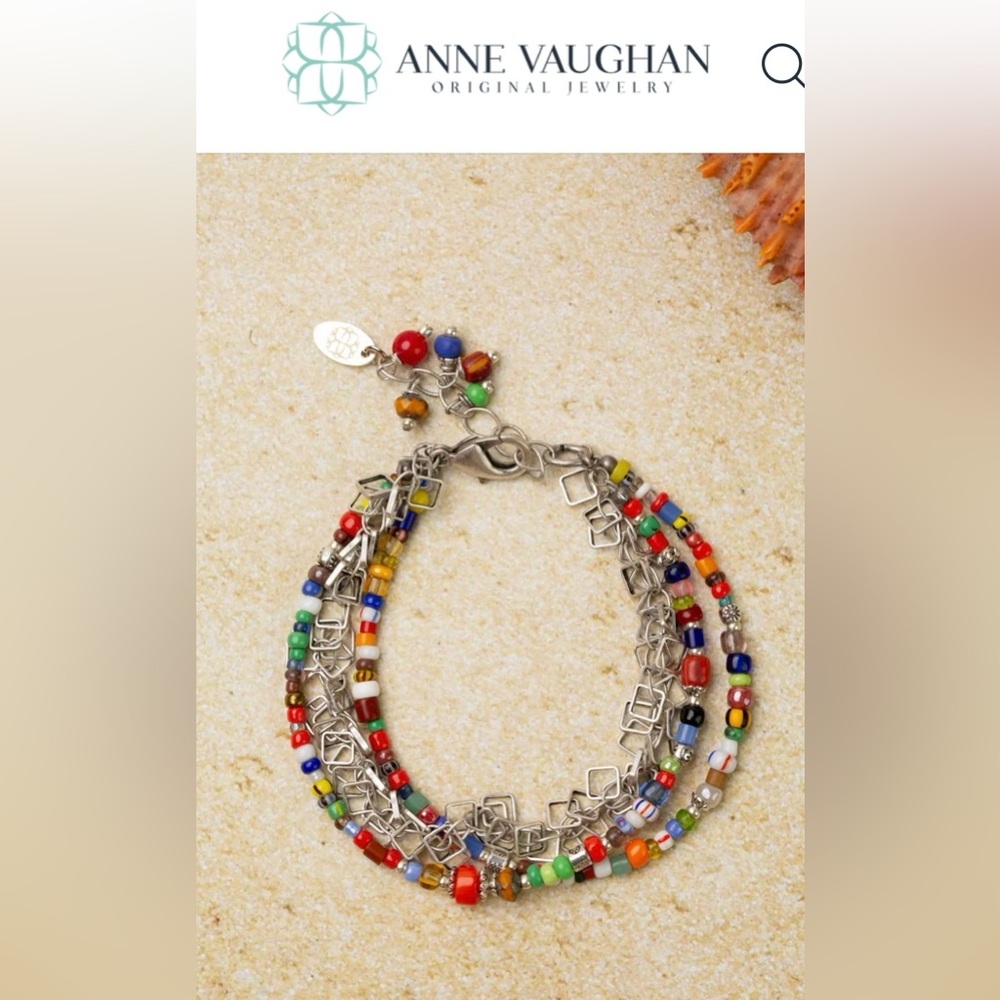 Anne Vaughan Designs United Bracelet With Trade Beads And Czech Glass